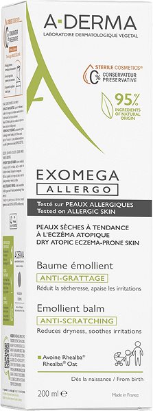 Tělový krém A-DERMA Exomega Allergo Emolienční balzám pro suchou kůži se sklonem k atopii - sterilní kosmetika 2 ...