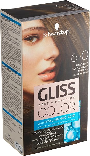 Hair Dye SCHWARZKOPF GLISS COLOUR 6-0 Natural Light Brown 60ml Lateral view