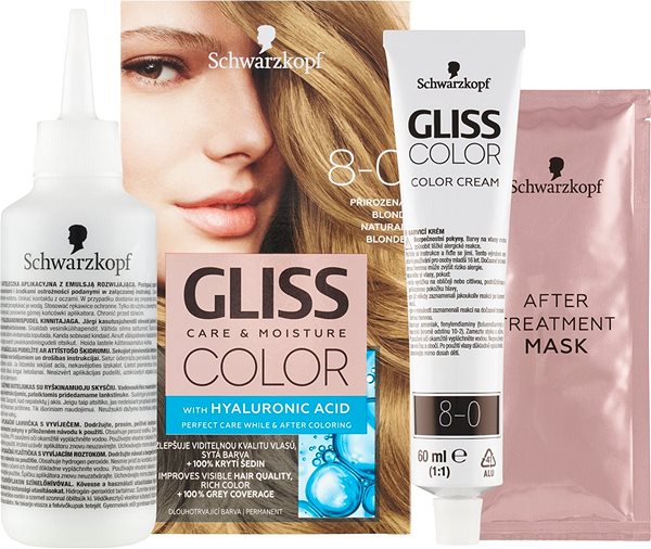 Hair Dye SCHWARZKOPF GLISS COLOUR 8-0 Natural Blonde 60ml Package content