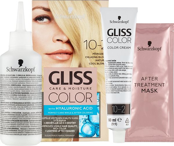 Hair Dye SCHWARZKOPF GLISS COLOUR 10-2 Natural Cool Blonde 60ml Package content