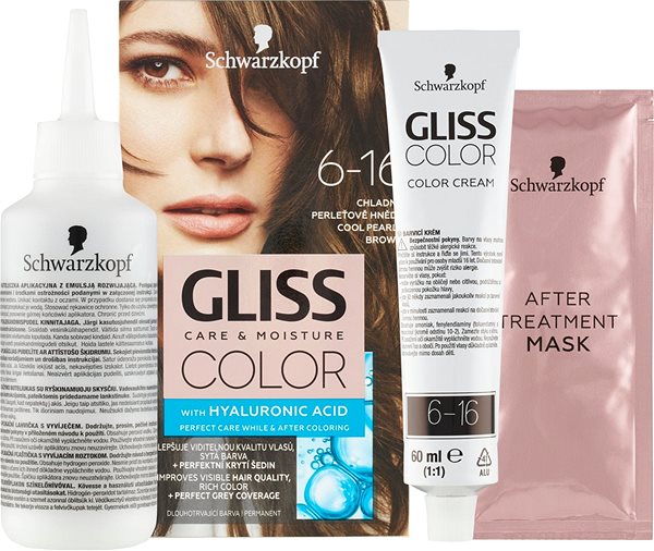 Hair Dye SCHWARZKOPF GLISS COLOUR 6-16 Cool Pearly Brown 60ml Package content