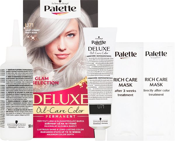 Hair Dye SCHWARZKOPF PALETTE Deluxe U71 Ice Silver (50ml) Package content