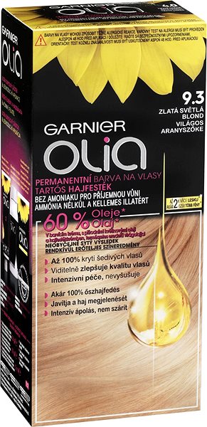 Hajfesték GARNIER Olia 9.3 Arany világos szőke 50 ml Oldalnézet