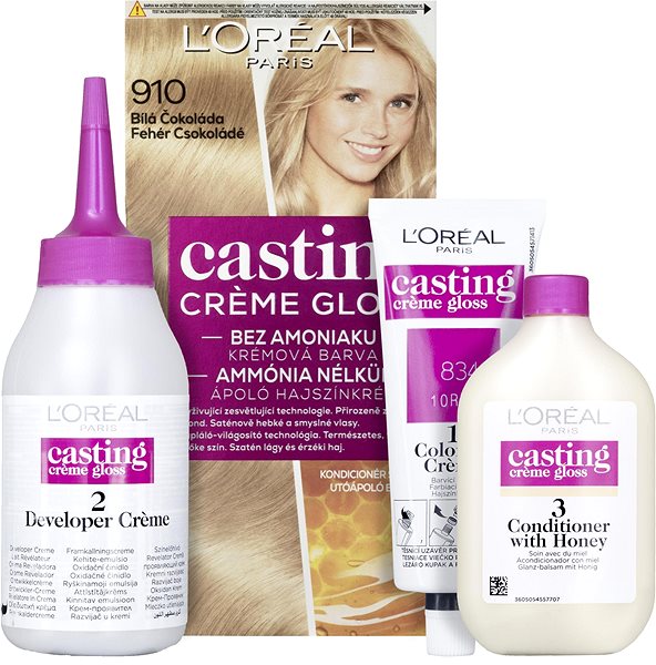 Hair Dye ĽORÉAL PARIS Casting Creme Gloss Semi-Permanent Hair Dye 910, Iced Blonde, 180ml Package content