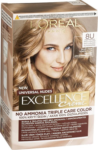 Hair Dye L'ORÉAL PARIS Excellence Universal Nudes 8U Světlá blond Lateral view