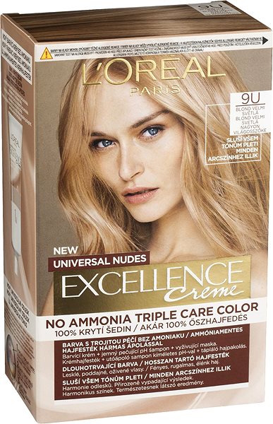 Farba na vlasy L'Oréal Paris Excellence Nudes 9U Blond veľmi svetlá Bočný pohľad