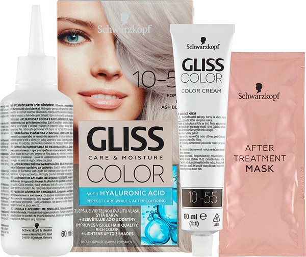 Hair Dye SCHWARZKOPF GLISS Colour 10-55 Ash Blonde 60ml Package content