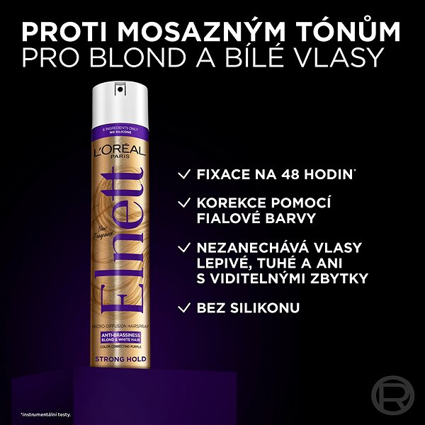 Hairspray L'ORÉAL PARIS Elnett Anti Brassiness Color Correcting Purple 300 ml .