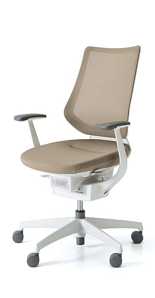 Office Chair KOKUYO ING Glider 360° white frame, beige mesh ...