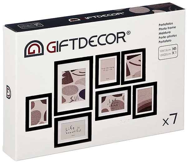 Photo Frame Giftdecor Wall photo frames Mural, 7 frames of different sizes, black ...