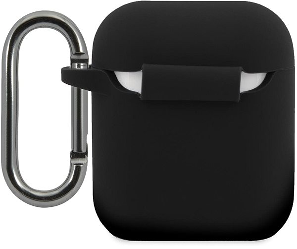 Fülhallgató tok Lacoste Liquid Silicone Glossy Printing Logo Tok az Apple Airpods 1/2-höz - Black Hátoldal