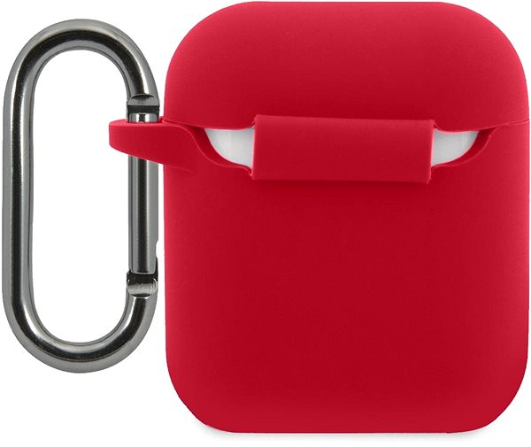 Fülhallgató tok Lacoste Liquid Silicone Glossy Printing Logo Tok az Apple Airpods 1/2-höz - Red Hátoldal