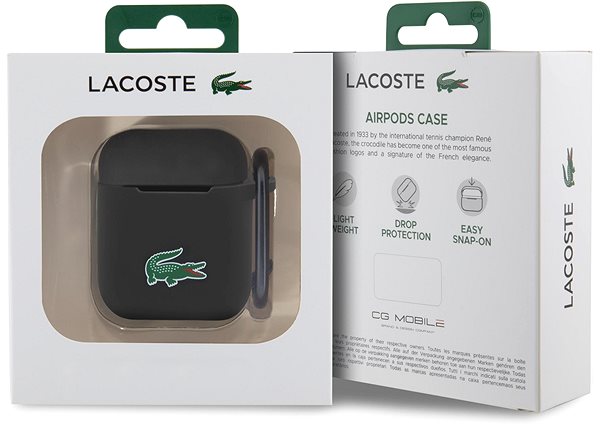 Headphone Case Lacoste Liquid Silicone Croc Logo Case for AirPods 1/2 Black ...