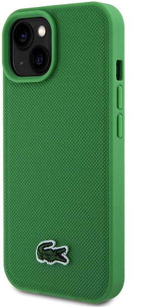 Handyhülle Lacoste Iconic Petit Pique Woven Logo MagSafe Back Cover für das iPhone 15 Green ...
