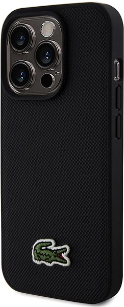 Handyhülle Lacoste Iconic Petit Pique Woven Logo MagSafe Back Cover für das iPhone 15 Pro Black ...