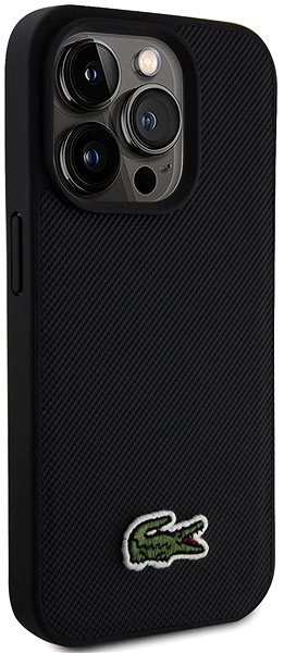 Handyhülle Lacoste Iconic Petit Pique Woven Logo MagSafe Back Cover für das iPhone 15 Pro Black ...