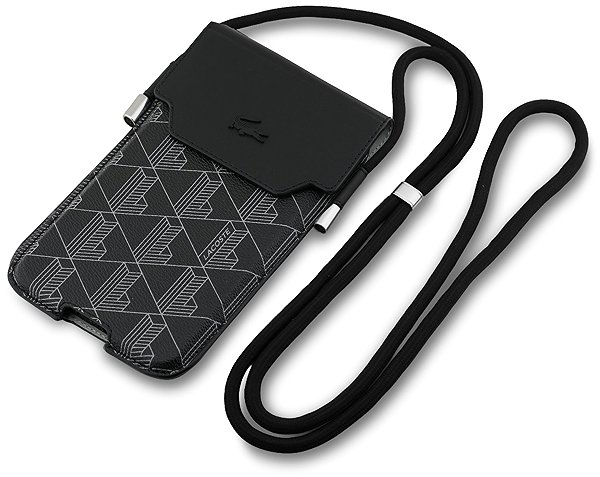 Softcase-Handyhülle Lacoste PVC Blend Monogram Metal Logo Handytasche XL Black ...