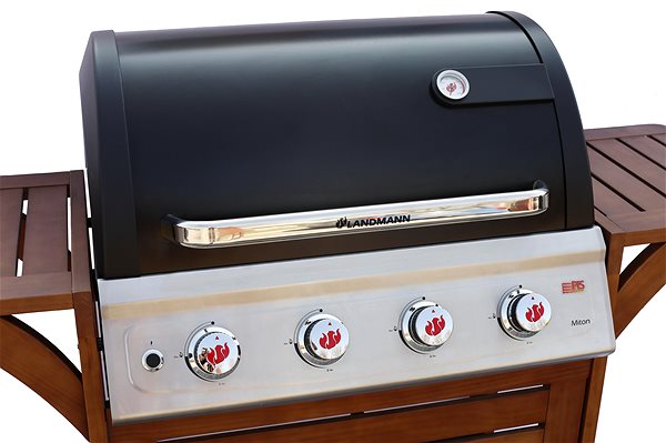 Grill Landmann gas grill TRITON 4.1 PTS, black, with wooden trolley (15,0 kW), 12202 Screen