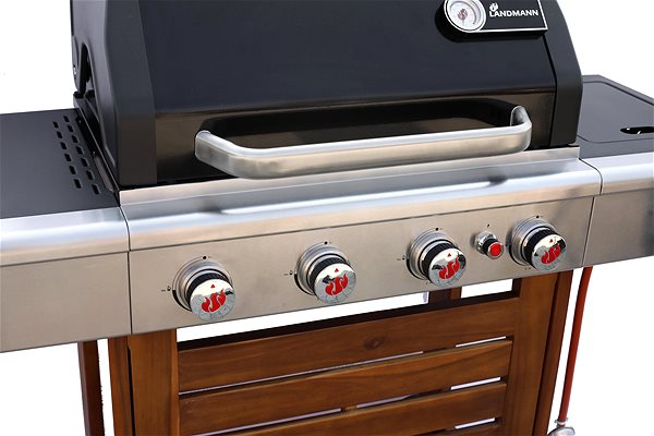 Grill Landmann gas grill TRITON 4.1 PTS, black, with wooden trolley (15,0 kW), 12202 Features/technology