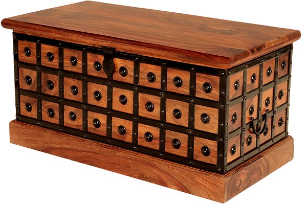 Truhla LAKŠMI Truhla Jali 90 × 45 × 45 z indického masivu palisandr - light honey ...