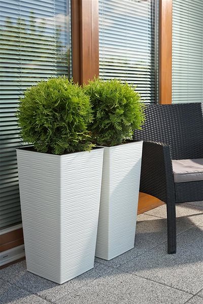 Virágcserép LAMELA FINEZIA DLUTO magas virágcserép 40×40 cm, 75 cm magas, fehér ...