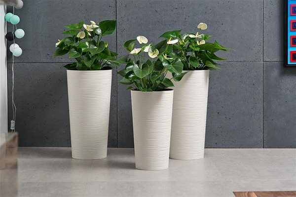 Virágcserép LAMELA LILIA DLUTO magas virágcserép, 30 cm átmérő, 57 cm magas, krémszín ...