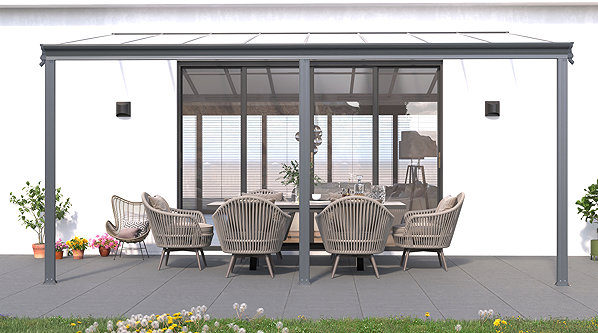 Pergola LanitPlast Wall 43 FSX anthracite + clear full PC (without chambers) .
