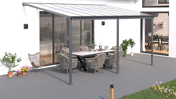 Pergola LanitPlast Wall 53 FSX anthracite + clear full PC (without chambers) .