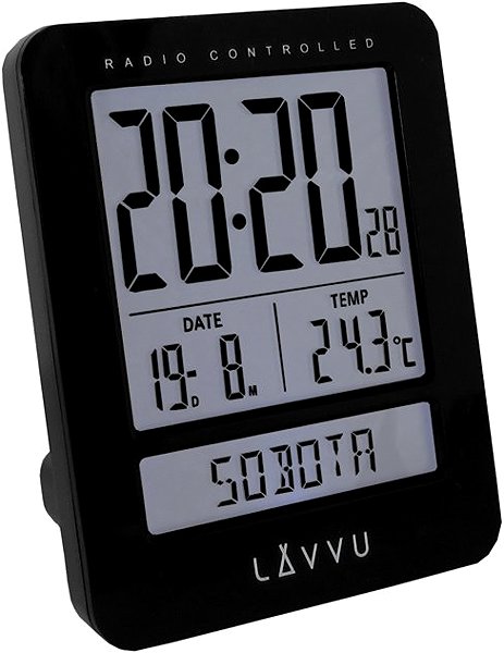 Ébresztőóra LAVVU Duo rádiójel vezérelt digitális ébresztőóra, cseh nyelvű, fekete ...