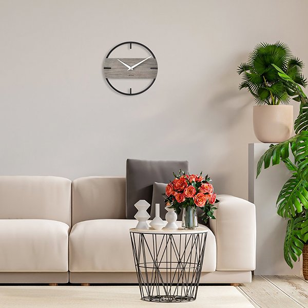 Wall Clock LAVVU Loft Stylish wooden clock in industrial look with silver hands ...