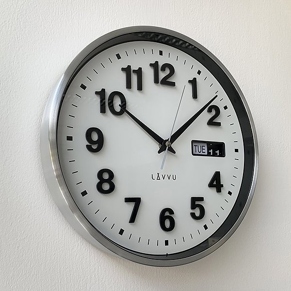 Wall Clock LAVVU Date Metal Metal Clock with Date Display ...