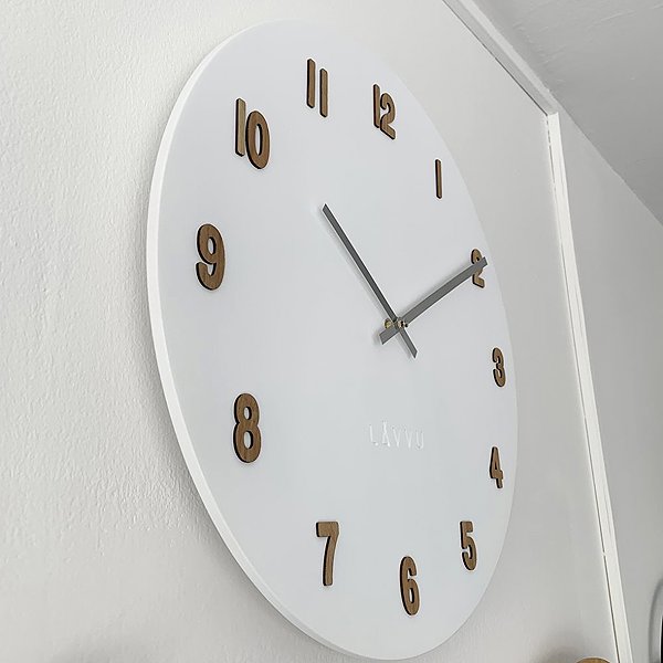 Wall Clock LAVVU White Large White Wooden Clock ...