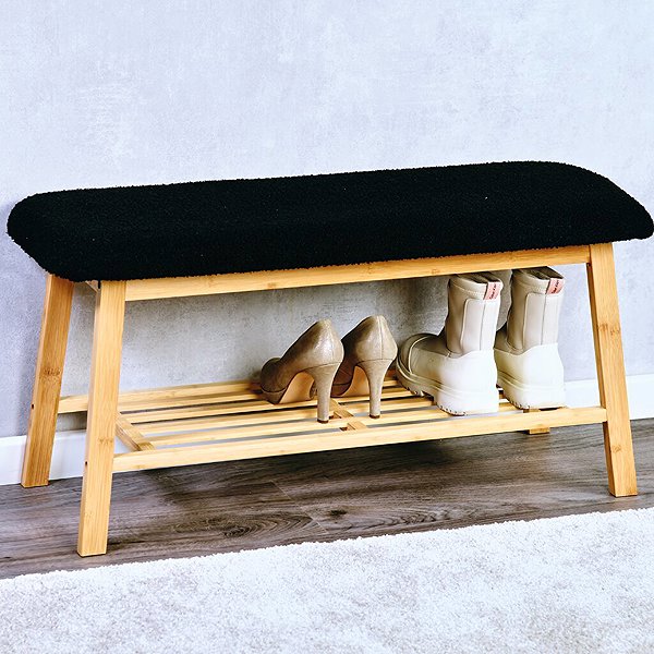 Kesper Bench with Padded Seat 90 × 34 × 45 cm, Bamboo.