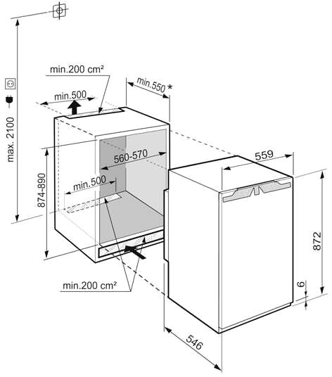 Vstavaná chladnička LIEBHERR IRSf 3900 Technický nákres