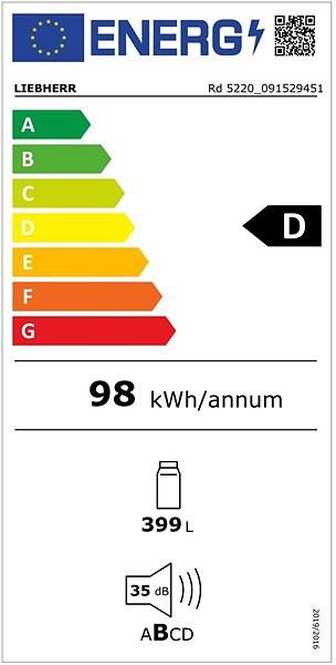 Chladnička LIEBHERR Rd 5220 Energetický štítok