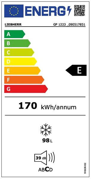 Upright Freezer LIEBHERR GP 1223 Energy label