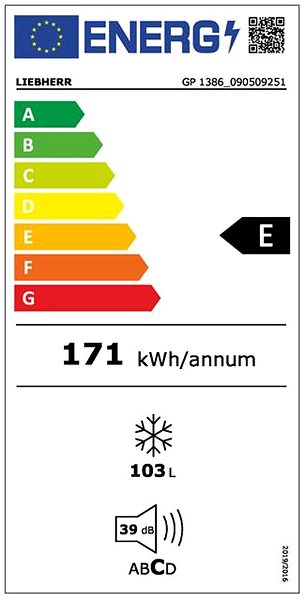 Upright Freezer LIEBHERR GP 1386 Energy label