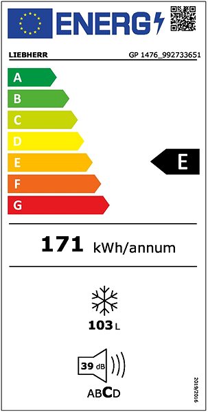 Upright Freezer LIEBHERR GP 1476 Energy label