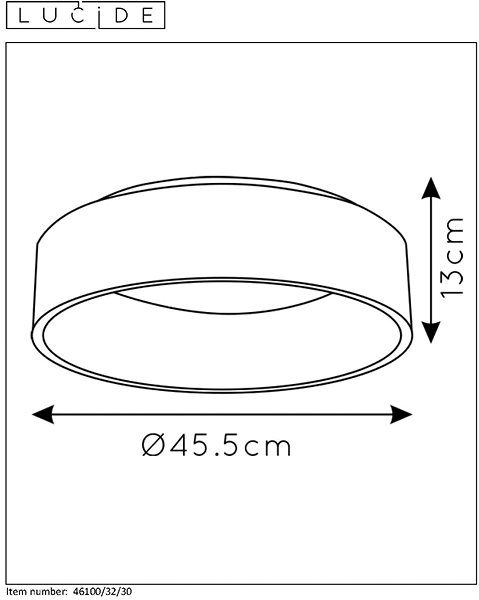 Ceiling Light Lucide 46100/32/30 - LED Ceiling Light TALOWE, LED/30W/230V, Black Technical draft