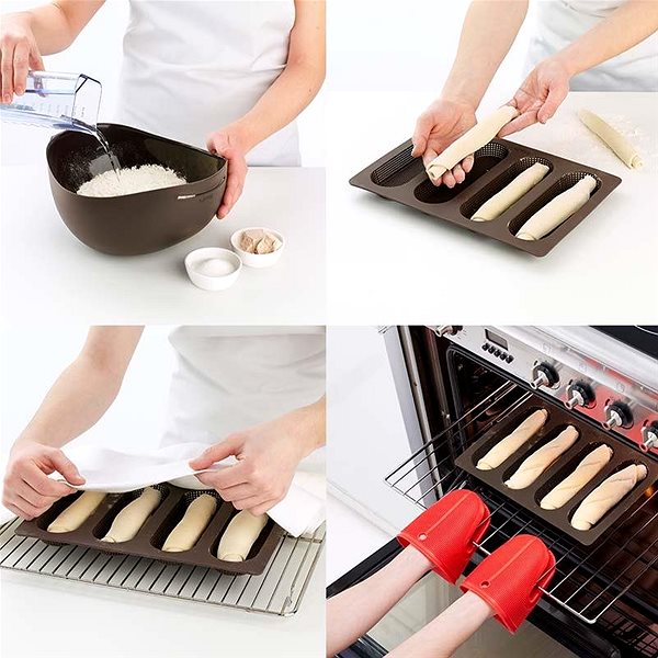 Baking Mould Silicone Baguette Baking Tin, Brown Lifestyle