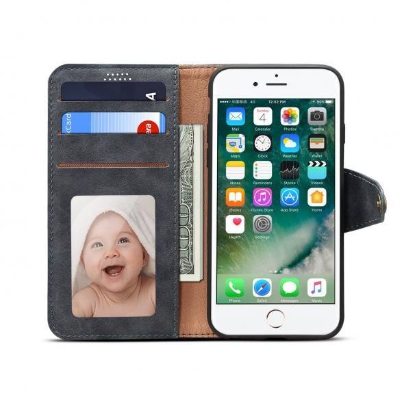 Mobiltelefon tok Lenuo Leather iPhone SE 2020/8/7 szürke tok ...