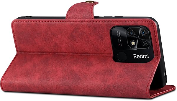 Puzdro na mobil Lenuo Leather flipové puzdro pre Xiaomi Redmi 10C, červené ...