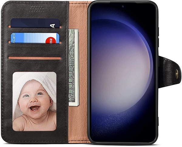 Puzdro na mobil Lenuo Leather flipové puzdro na Samsung Galaxy S23, čierne ...