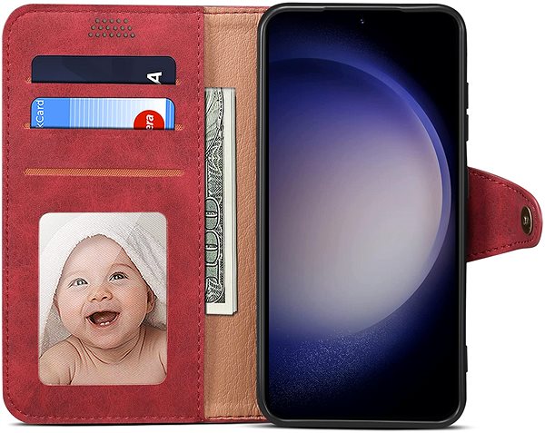 Puzdro na mobil Lenuo Leather flipové puzdro na Samsung Galaxy S23, červené ...