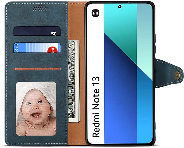 Handyhülle Lenuo Leather Flip-Hülle für das Xiaomi Redmi Note 13, blau ...