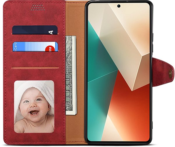 Handyhülle Lenuo Leather Flip-Hülle für das Xiaomi Redmi Note 13 5G, rot ...