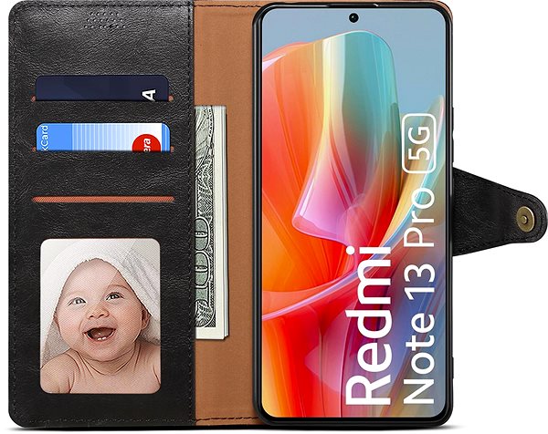 Handyhülle Lenuo Leather Flip-Hülle für das Xiaomi Redmi Note 13 Pro 5G, schwarz ...