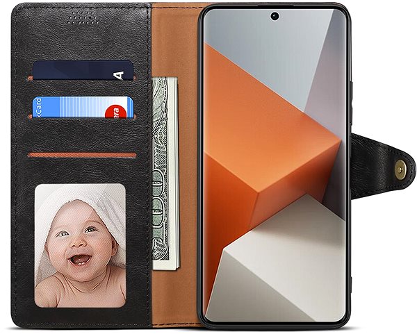 Handyhülle Lenuo Leather Flip-Hülle für das Xiaomi Redmi Note 13 Pro+ 5G, schwarz ...