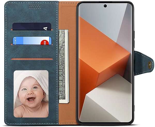Puzdro na mobil Lenuo Leather flipové puzdro na Xiaomi Redmi Note 13 Pro+ 5G, modrá ...