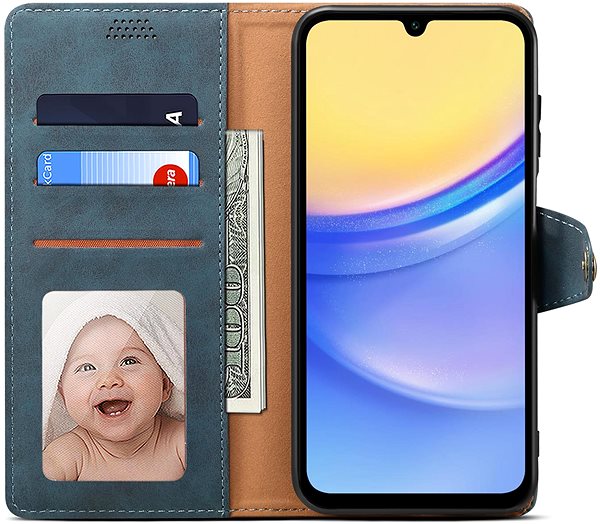 Handyhülle Lenuo Leather Flip Case für das Samsung Galaxy A15 blau ...